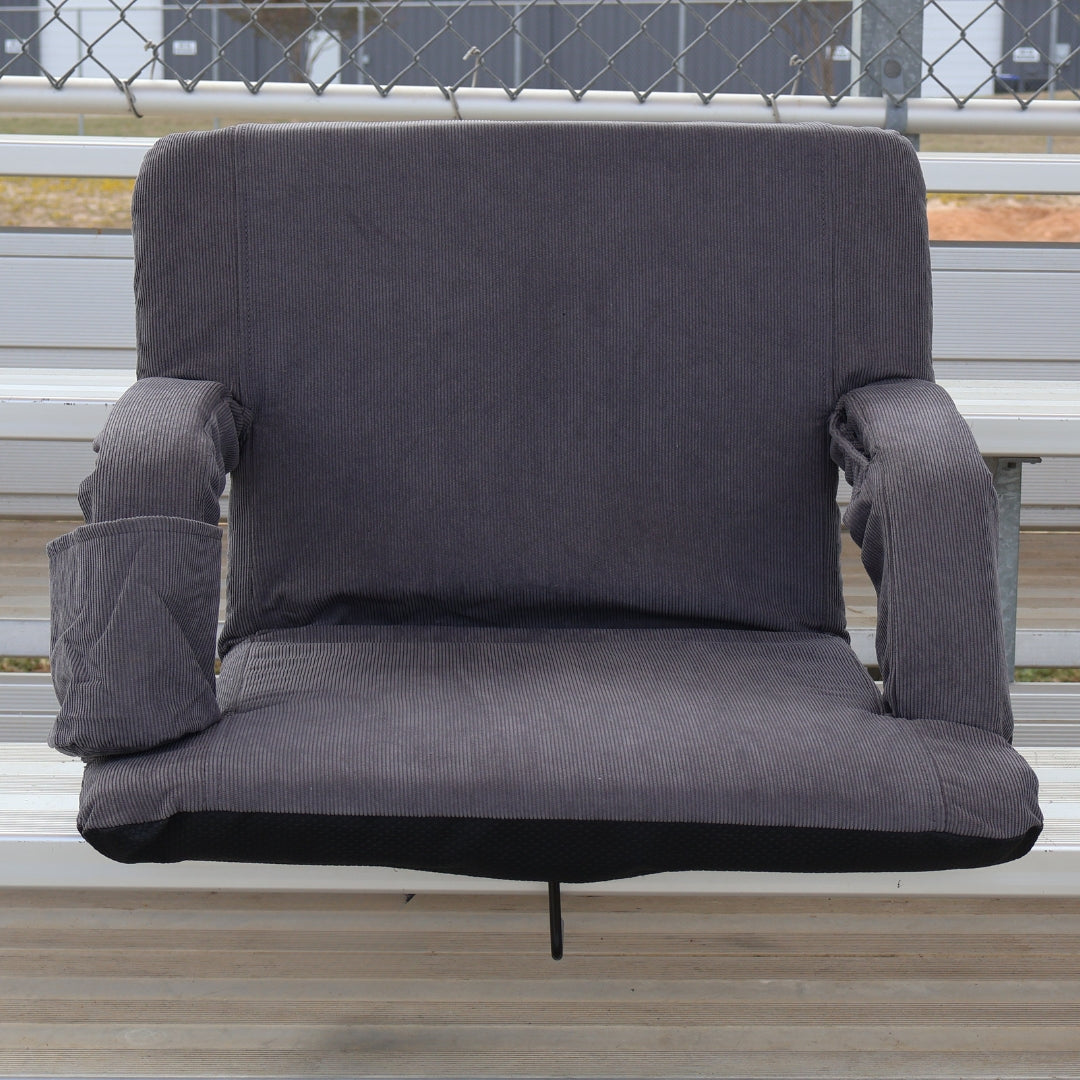 Grey Corduroy 23" Stadium Seat with Armrests