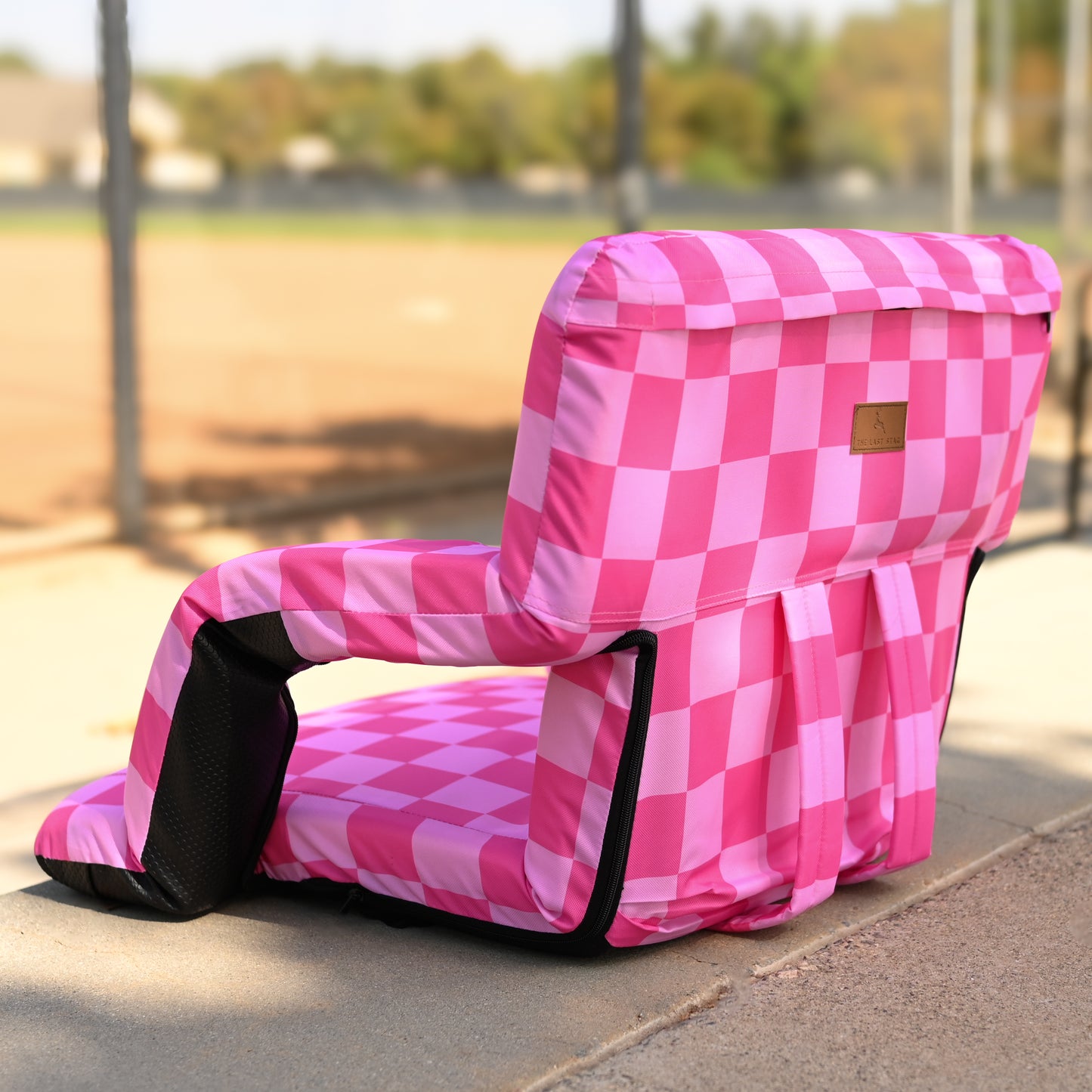 Pink Checkerboard 23" Stadium Seat with Armrests