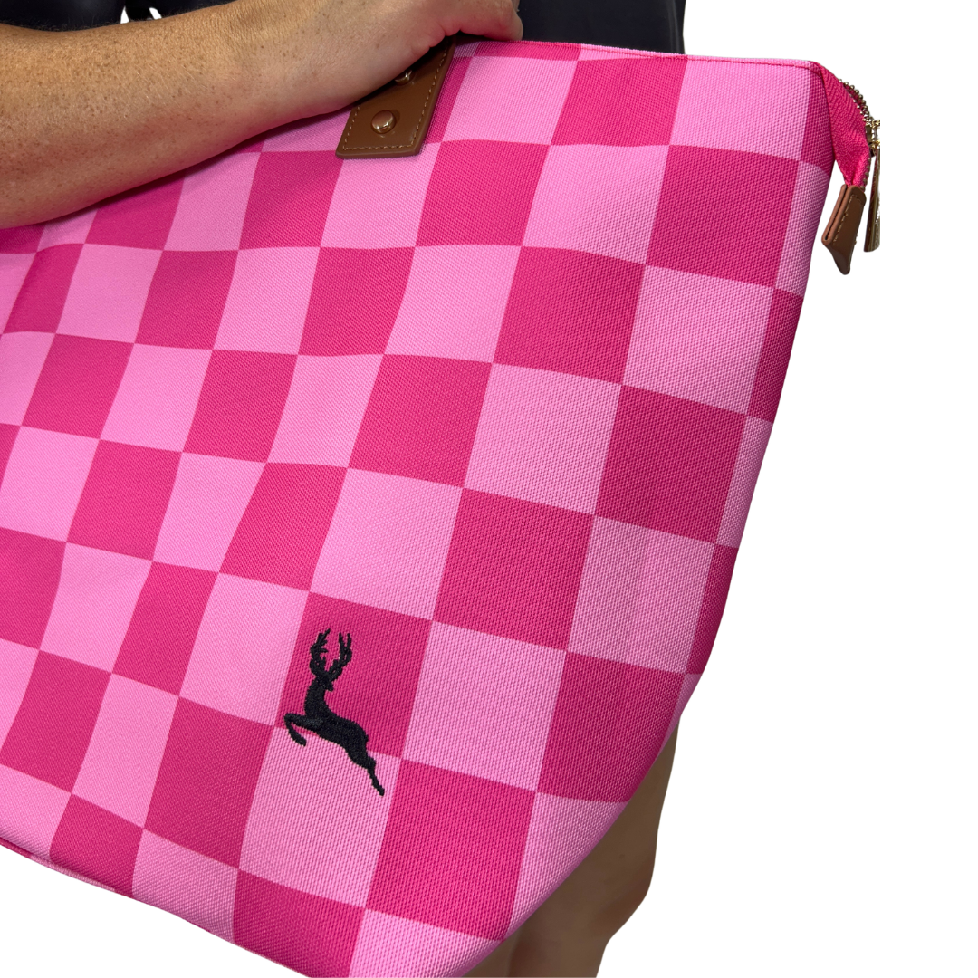 Pink Checkerboard Tote Bag