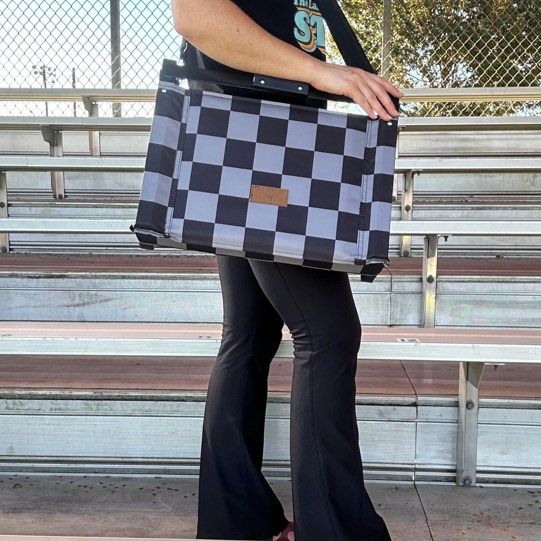 Grey Checkerboard Folding Stadium Seat