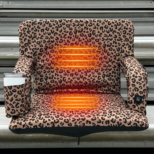 Heated Leopard 23" Wide Stadium Seat with Armrests