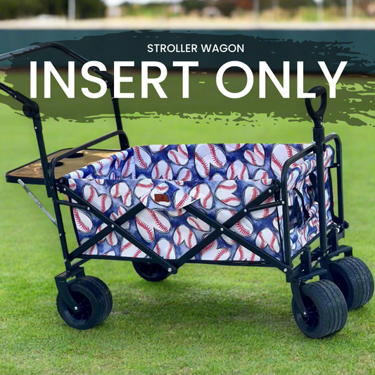 Baseball Hearts Blue - Stroller Wagon [INSERT]