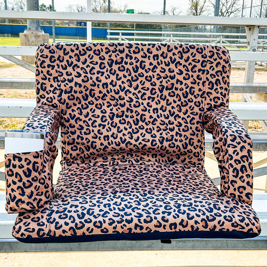 Leopard Print 23" Stadium Seat with Armrests