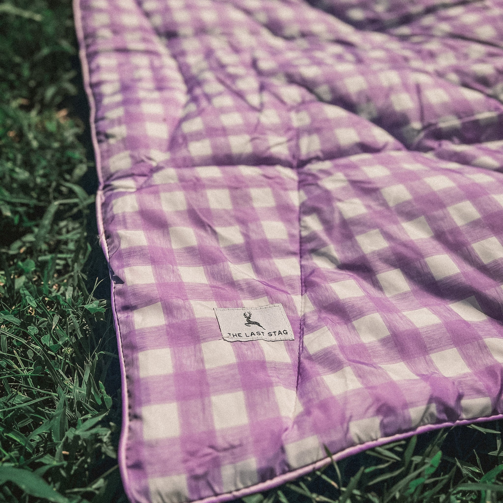 Lilac Check Wearable Outdoor Puffy Blanket The Last Stag