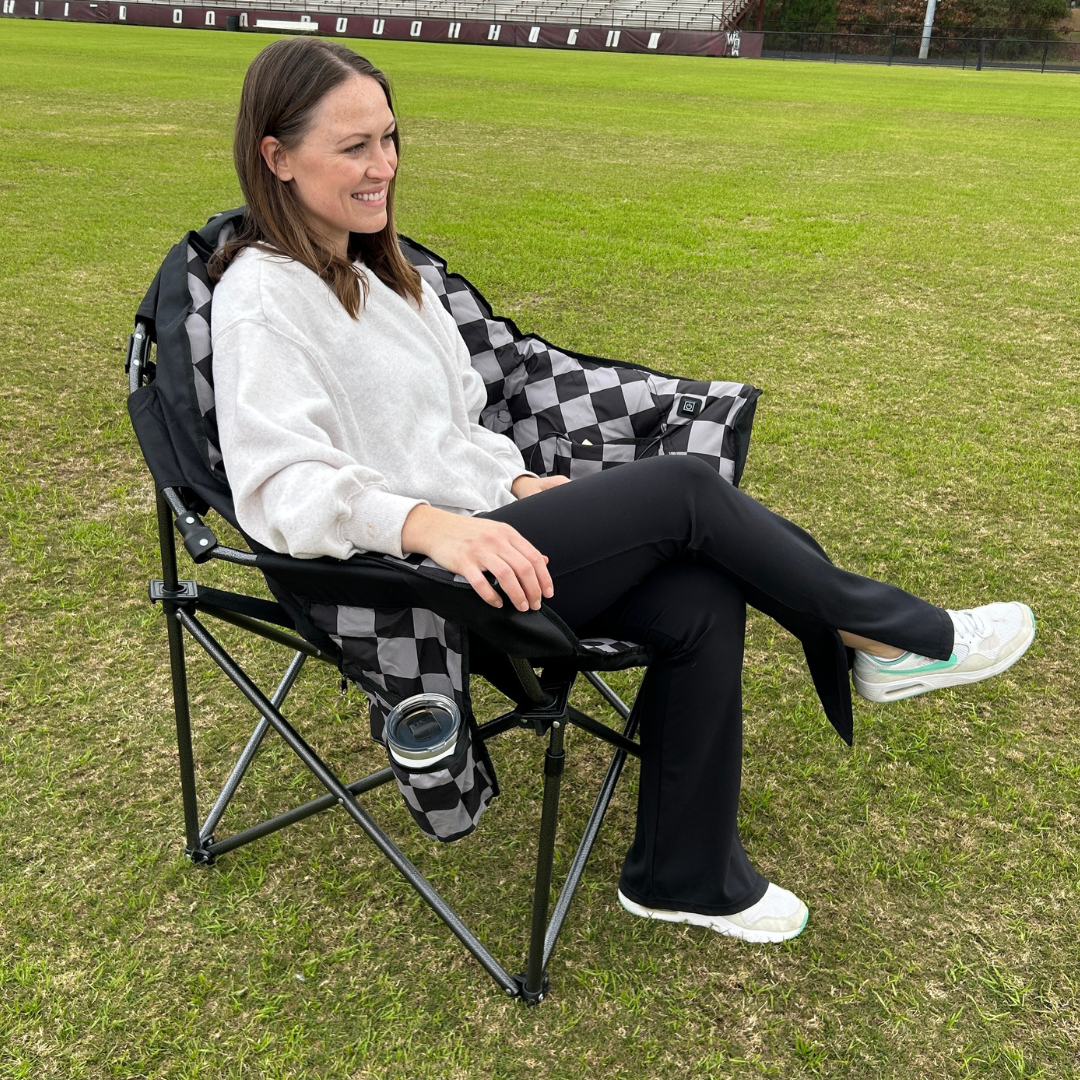 Grey Checkerboard - Heated Sideline Chair