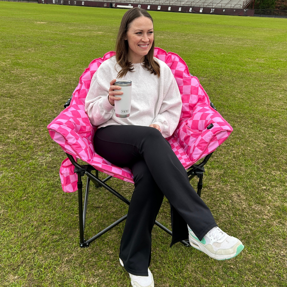 Pink Checkerboard - Heated Sideline Chair – The Last Stag
