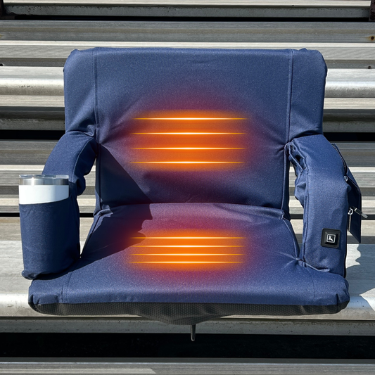 Heated Navy 23" Stadium Seat with Armrests