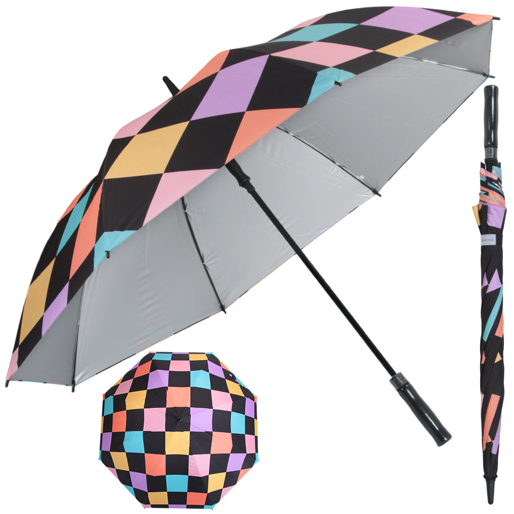 Retro Checkerboard - UPF 50+ Large Golf Umbrella