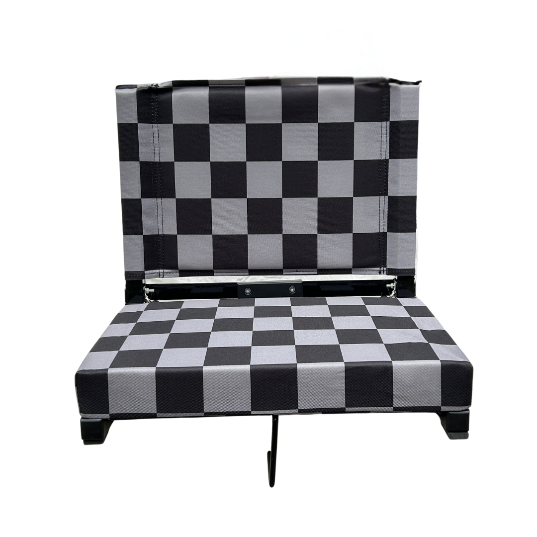 Grey Checkerboard Folding Stadium Seat