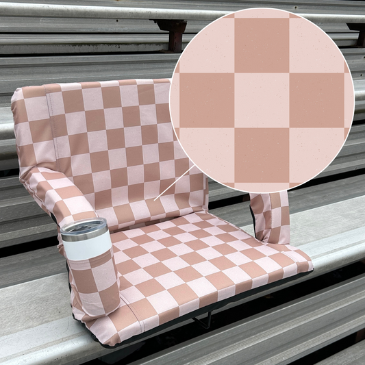 Beige Checkerboard 23" Stadium Seat with Armrests