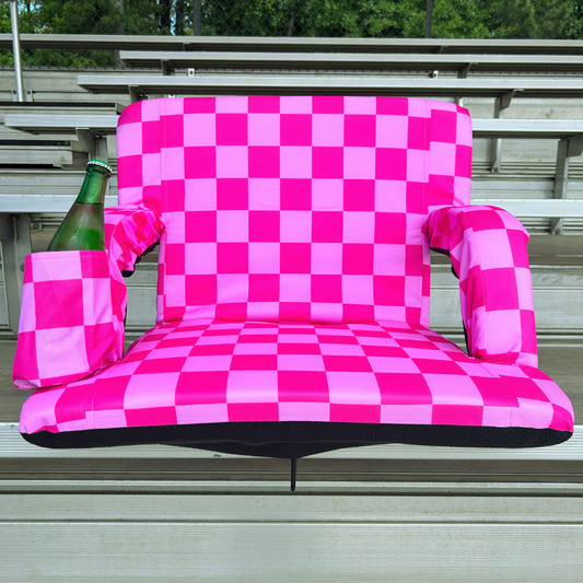 Pink Checkerboard 23" Stadium Seat with Armrests