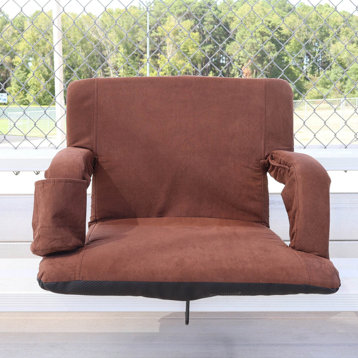 Brown Suede 23" Stadium Seat with Armrests