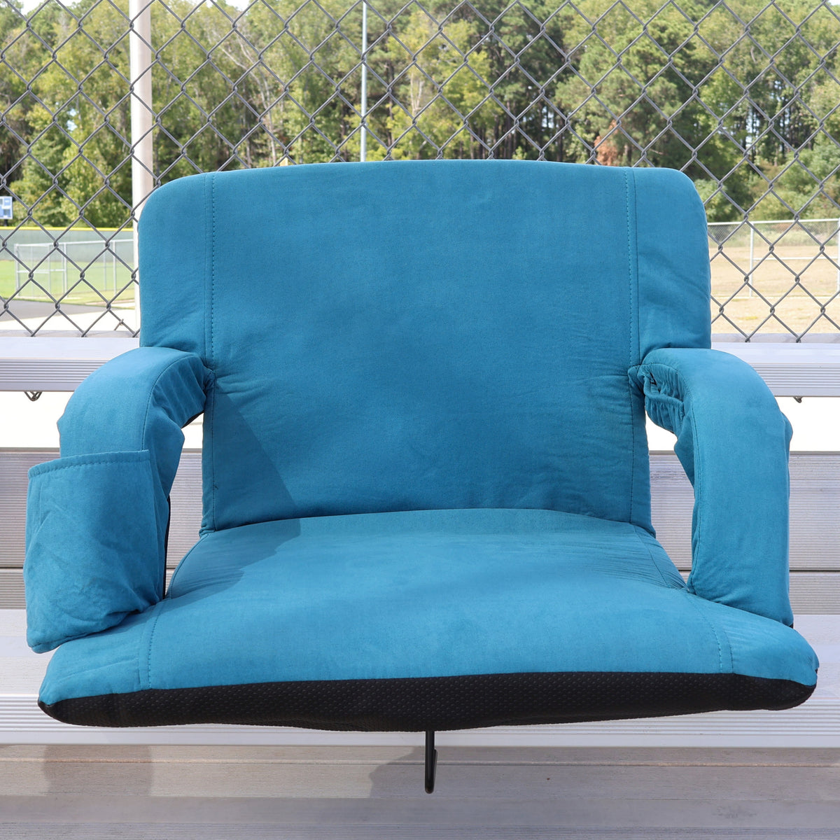 Turquoise Suede 23" Stadium Seat with Armrests
