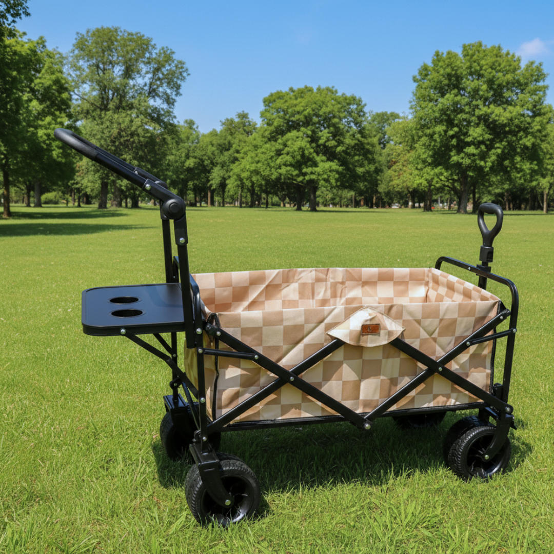Beige Checkerboard Stroller Wagon