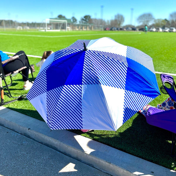 buffalo check patio umbrella Blue Buffalo Check - Large Golf Umbrella