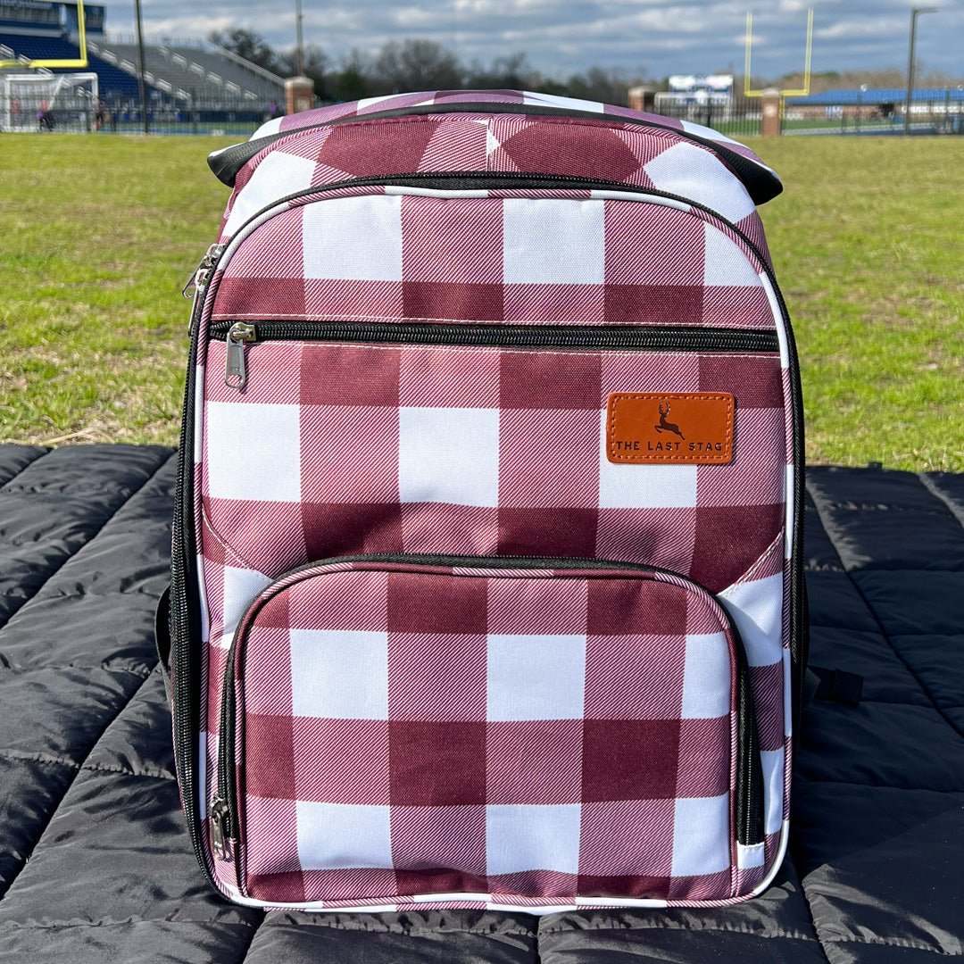 Girls Pink Checkered Backpack